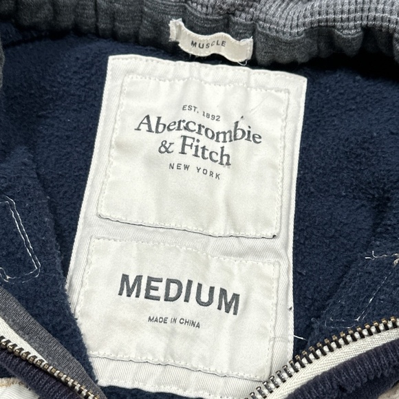 Vintage Y2K Abercrombie & Fitch Distressed Muscle Thermal Zip Hoodie Mens M - Picture 10 of 12